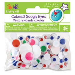 Krafty Kids Googly Eyes - Pkg of 92, Assorted Colors, 5-20mm