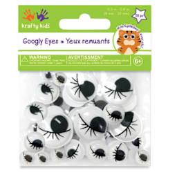 Krafty Kids Googly Eyes - Pkg of 38, Black, 8-20mm, Lashes