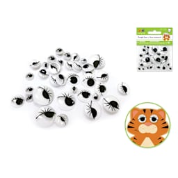 Krafty Kids Googly Eyes - Pkg of 38, Black, 8-20mm, Lashes, pasted onto tiger craft