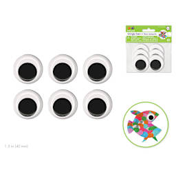 Krafty Kids Google Eyes - Pkg of 6, Black, 40mm, pasted onto fish