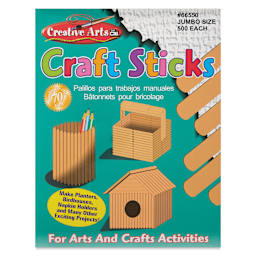 Creative Arts by Charles Leonard Craft Sticks - Pkg of 500, Jumbo, Neutral, 6" x 3/4" front of packaging