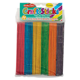 Creative Arts by Charles Leonard Craft Sticks - Pkg of 75, Jumbo, Colored, 6" x 3/4" front of packaging