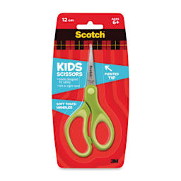 Scotch Soft Touch Pointed Kids Scissors, 5", Stainless Steel, Green (colors may vary)