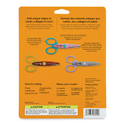 Fiskars Kidzors Paper Edgers - Zoo Animals, Pkg of 3, In Package, Back Of Package