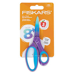 Fiskars Big Kids SoftGrip Ombre Scissors - Purple and Turquoise, 6" front of packaging