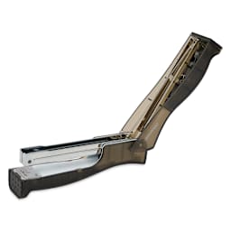 Officemate Stand-Up Stapler open to show stapler magazine