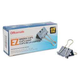 Officemate EZ Binder Clips - Pkg of 12, Medium packaging with single clip