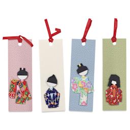 Aitoh Japanese Kimono Paper Doll Bookmark Origami Kit, finished kit