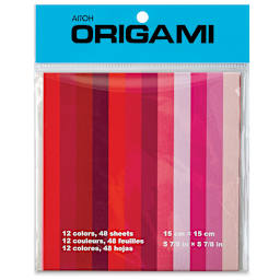 Aitoh Shades of Origami Paper - Red, 5-7/8" x 5-7/8", 48 Sheets (Front of packaging)