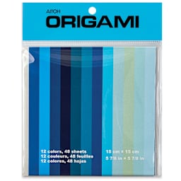 Aitoh Shades of Origami Paper - Blue, 5-7/8" x 5-7/8", 48 Sheets (Front of packaging)