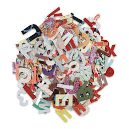 Black Ink Decorative Paper Alphabets and Numbers Pack - 100 grams (Out of packaging)