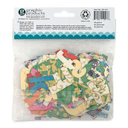 Black Ink Decorative Paper Alphabets and Numbers Pack - 50 grams (Back of packaging)