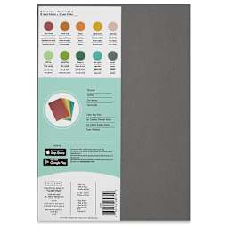 Sizzix Surfacez Cardstock - Eclectic Colors, Package of 60 Sheets, 8-1/4"W x 11-3/4"L, 216 gsm (Back of packaging)