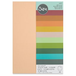 Sizzix Surfacez Cardstock - Eclectic Colors, Package of 60 Sheets, 8-1/4"W x 11-3/4"L, 216 gsm (Front of packaging)