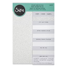 Sizzix Surfacez Opulent Cardstock - Ivory, Package of 50 Sheets, 8"W x 11-1/2"L, 250 gsm (Front of packaging)