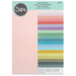 Sizzix Surfacez Cardstock - Assorted Colors, Package of 80 Sheets, 8-1/4"W x 11-3/4"L, 216 gsm (Front of packaging)
