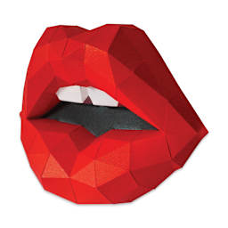 Papercraft World 3D Papercraft Wall Art DIY Kit - Red Lips (Angled view)