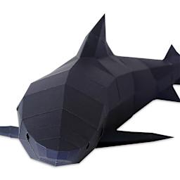 Papercraft World 3D Papercraft Wall Art DIY Kit - Tiger Sharks (Close-up of black shark)