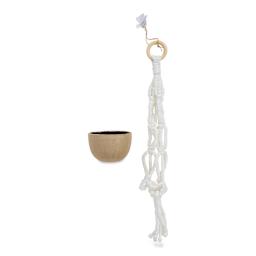 DecoPatch Macrame Plant Hanger - Small Planter next to the hanger