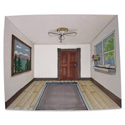 Roylco Perfect Perspective Rooms Dimensional Sheets (finished artwork with a window, door, artwork, and fan)