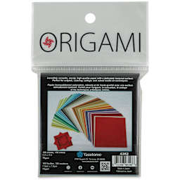 Yasutomo Pure Origami Paper - 3" x 3" Sheets, Assorted Colors, Pkg of 100 (back of packaging)