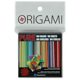 Yasutomo Pure Origami Paper - 3" x 3" Sheets, Assorted Colors, Pkg of 100 (front of packaging)