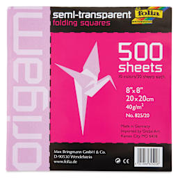 Folia Semi Transparent Origami Sheets - 8" x 8", 500 Sheets, Assorted