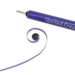 Quilled Creations Slotted Quilling Tool - close-up of tip and finished example