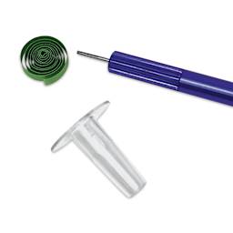 Quilled Creations Savvy Slotted Tool - close-up of tip, cap, and finished swirl
