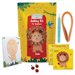 My Creative Camp Beginner Quilling Craft Kit - Lion contents with packaging