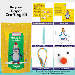 My Creative Camp Beginner Quilling Craft Kit - Penguin contents