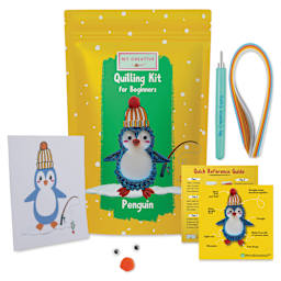 My Creative Camp Beginner Quilling Craft Kit - Penguin packaging with contents