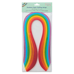 My Creative Camp Paper Quilling Strips - Pkg of 240. Set of 6 colors, Rainbow, 45 cm x 5 mm front of packaging