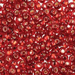 John Bead 6/0 Czech Glass Seed Beads - Ruby Silver-Lined