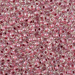  John Bead 8/0 Czech Glass Seed Beads - Transparent Crystal Dark Fuchsia Lined Luster