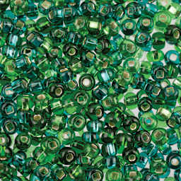 John Bead 6/0 Czech Glass Seed Beads - Green Silver-Lined Mix