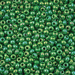  John Bead 8/0 Czech Glass Seed Beads - Opaque Medium Green Rainbow