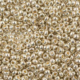 John Bead 8/0 Czech Glass Seed Beads - Metallic Silver