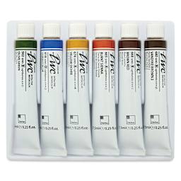 PWC Extra Fine Professional Watercolor - Set of 6, Earth Colors, 7.5 ml tubes