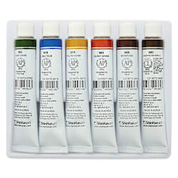 PWC Extra Fine Professional Watercolor - Set of 6, Earth Colors, back of 7.5 ml tubes