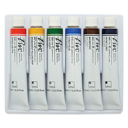 PWC Extra Fine Professional Watercolor - Set of 6, Urban Sketch Colors, 7.5 ml tubes
