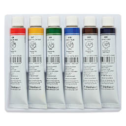 PWC Extra Fine Professional Watercolor - Set of 6, Urban Sketch Colors, back of 7.5 ml tubes