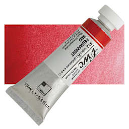 PWC Extra Fine Professional Watercolor - Permanent Red, 15 ml, Tube and swatch
