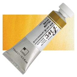 PWC Extra Fine Professional Watercolor - Yellow Ochre, 15 ml, Tube and swatch