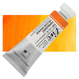 PWC Extra Fine Professional Watercolor - Permanent Yellow Orange, 15 ml, Tube and swatch