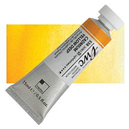 PWC Extra Fine Professional Watercolor - Cadmium Yellow Deep, 15 ml, Tube and swatch