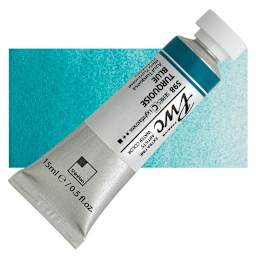 PWC Extra Fine Professional Watercolor - Turquoise Blue, 15 ml, Swatch with Tube