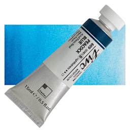 PWC Extra Fine Professional Watercolor - Peacock Blue, 15 ml, Tube and swatch