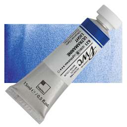 PWC Extra Fine Professional Watercolor - Ultramarine Light, 15 ml, Tube and swatch