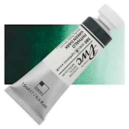 PWC Extra Fine Professional Watercolor - Phthalo Green Dark, 15 ml, Tube and swatch